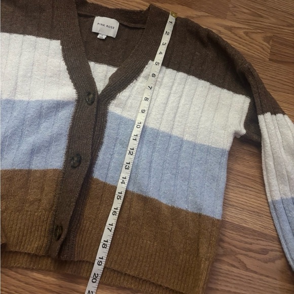 Pink Rose Stripe Sweater Size Large - Picture 4 of 6
